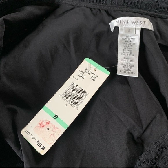 NWT Nine West Happy Hour Black Crochet Cap Sleeve V-neck Dress - Picture 8 of 10